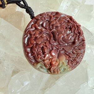 Alashan Crystal Pendant With Cord Necklace.Floral Pendant Necklace